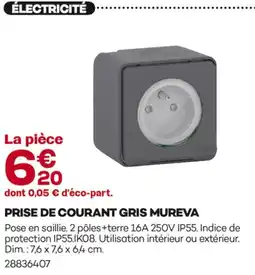 Gedimat Mureva prise de courant gris offre