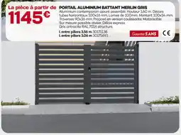 Gedimat Portail aluminium battant merlin gris offre
