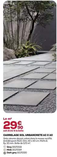 Gedimat Carrelage sol urbancrete 60 x 60 offre