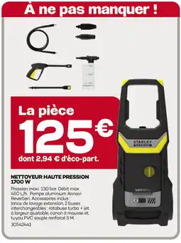 Gedimat Stanley nettoyeur haute pression 1700 w offre