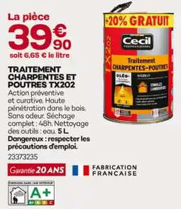 Gedimat Cecil professionnel traitement charpentes et poutres tx202 offre