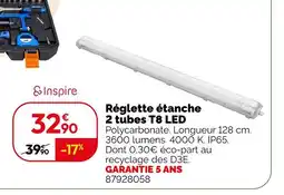 Weldom Inspire réglette étanche 2 tubes t8 led offre