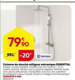 Weldom Sensea colonne de douche mitigeur mécanique essential offre