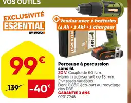 Weldom Wokx perceuse à percussion sans fil offre