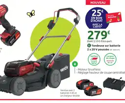 Mr Bricolage Inventiv tondeuse sur batterie 2 x 20 v poussée offre