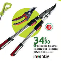 Mr Bricolage Inventiv lot coupe-branches télescopique + sécateur polyvalent offre