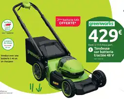 Mr Bricolage Greenworks tondeuse sur batterie tractée 48 v offre
