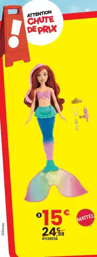 JouéClub Mattel poupée ariel nageuse offre