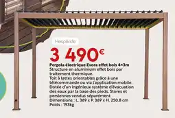 Maxi Bazar Hesperide pergola électrique evora effet bois 4×3m offre