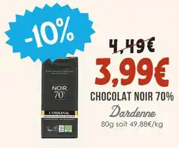Naturalia Dardenne chocolat noir 70% offre