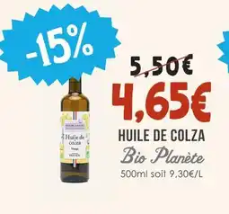 Naturalia Bio planète huile de colza offre