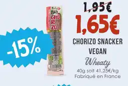 Naturalia Wheaty chorizo snacker vegan offre