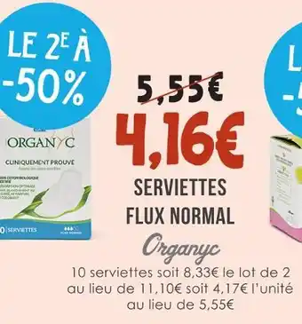 Naturalia Organyc serviettes flux normal offre