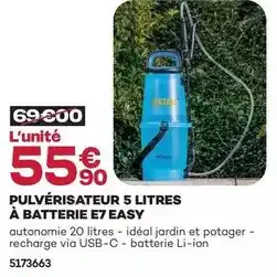 Gedimat Pulvérisateur 5 litres à batterie e7 easy offre