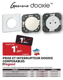 Bricomarché Prise et interrupteur dooxie composables legrand offre