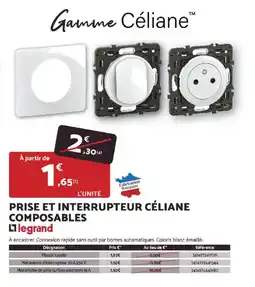 Bricomarché Prise et interrupteur céliane composables legrand offre
