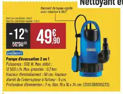 Bricorama JARDIBEST Pompe d'évacuation 2 en 1 offre