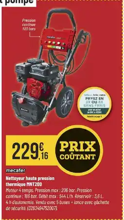 Bricorama MECAFER Nettoyeur haute pression thermique MNT200 offre