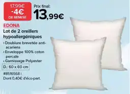 Costco Lot de 2 oreillers hypoallergéniques offre