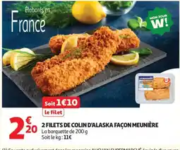 Auchan Supermarché 2 filets de colin d'alaska façon meunière offre