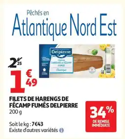 Auchan Supermarché DELPIERRE Filets de harengs de fécamp fumés offre