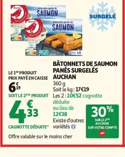 Auchan Supermarché AUCHAN Bâtonnets de saumon panés surgelés offre