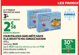 Auchan Supermarché AUCHAN Colin d'alaska sans arête sauce à la crevette msc surgelé offre