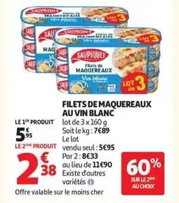 Auchan Supermarché Filets de maquereaux au vin blanc offre