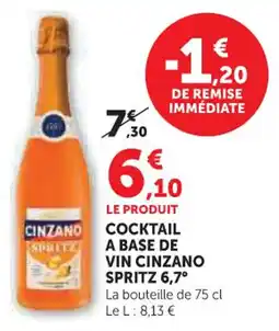 U Express Cocktail a base de vin cinzano spritz 6,7° offre