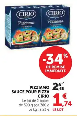 U Express Pizziamo sauce pour pizza cirio offre