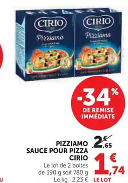 U Express CIRIO Pizziamo sauce pour pizza offre