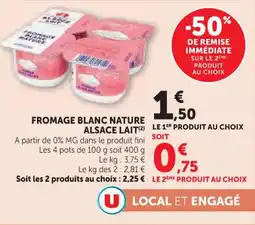U Express ALSACE LAIT Fromage blanc nature offre