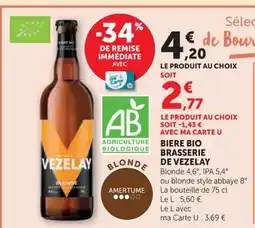U Express BRASSERIE DE VEZELAY Biere bio offre