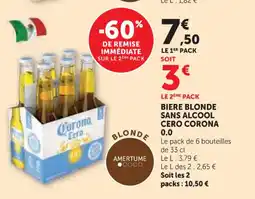 U Express CORONA Biere blonde sans alcool cero offre