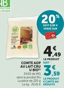 Maximarché Comte aop au lait cru u bio offre