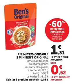 Maximarché Riz micro-ondable 2 min ben's original offre