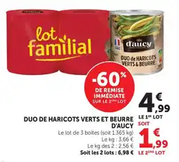 Maximarché Duo de haricots verts et beurre d'aucy offre
