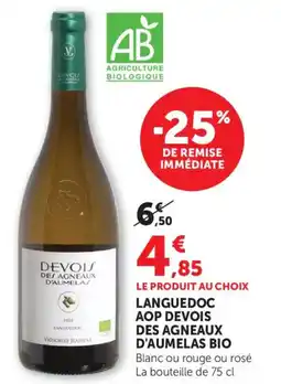 Maximarché Languedoc aop devois des agneaux d'aumelas bio offre