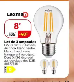 Weldom LEXMA Lot de 3 ampoules offre