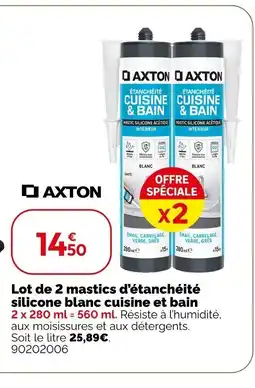 Weldom AXTON Lot de 2 mastics d'étanchéité silicone blanc cuisine et bain offre