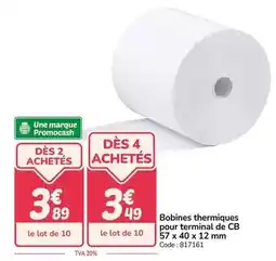 Promocash Bobines thermiques pour terminal de cb offre