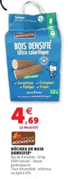 Hyper U Bûches de bois Densifié offre