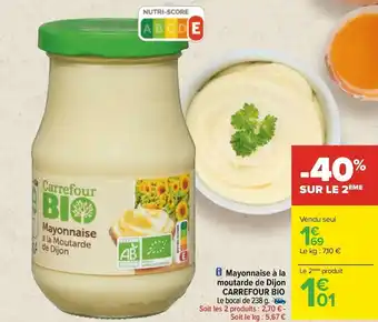 Carrefour Carrefour bio mayonnaise à la moutarde de dijon offre