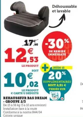 Rehausseur Bas Dream - Groupe 2/3