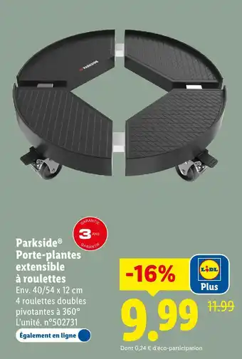 Parkside porte-plantes extensible à roulettes