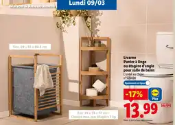 Lidl Livarno panier à linge ou étagère d’angle pour salle de bains offre
