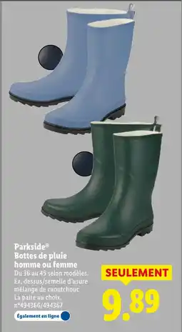Lidl Parkside bottes de pluie homme ou femme offre
