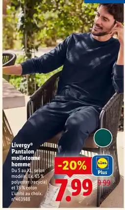 Lidl Livergy pantalon molletonné homme offre
