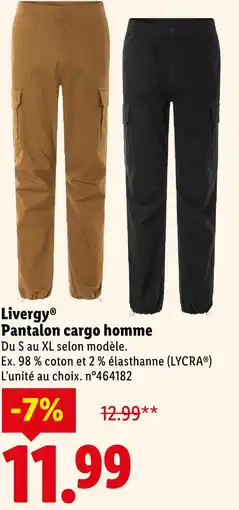 Lidl Livergy pantalon cargo homme offre