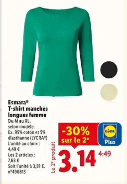 Lidl Esmara t-shirt manches longues femme offre